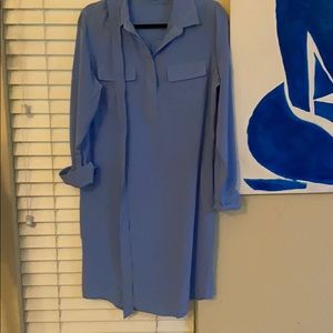 J. McLaughlin Blue 100% silk shirt dress